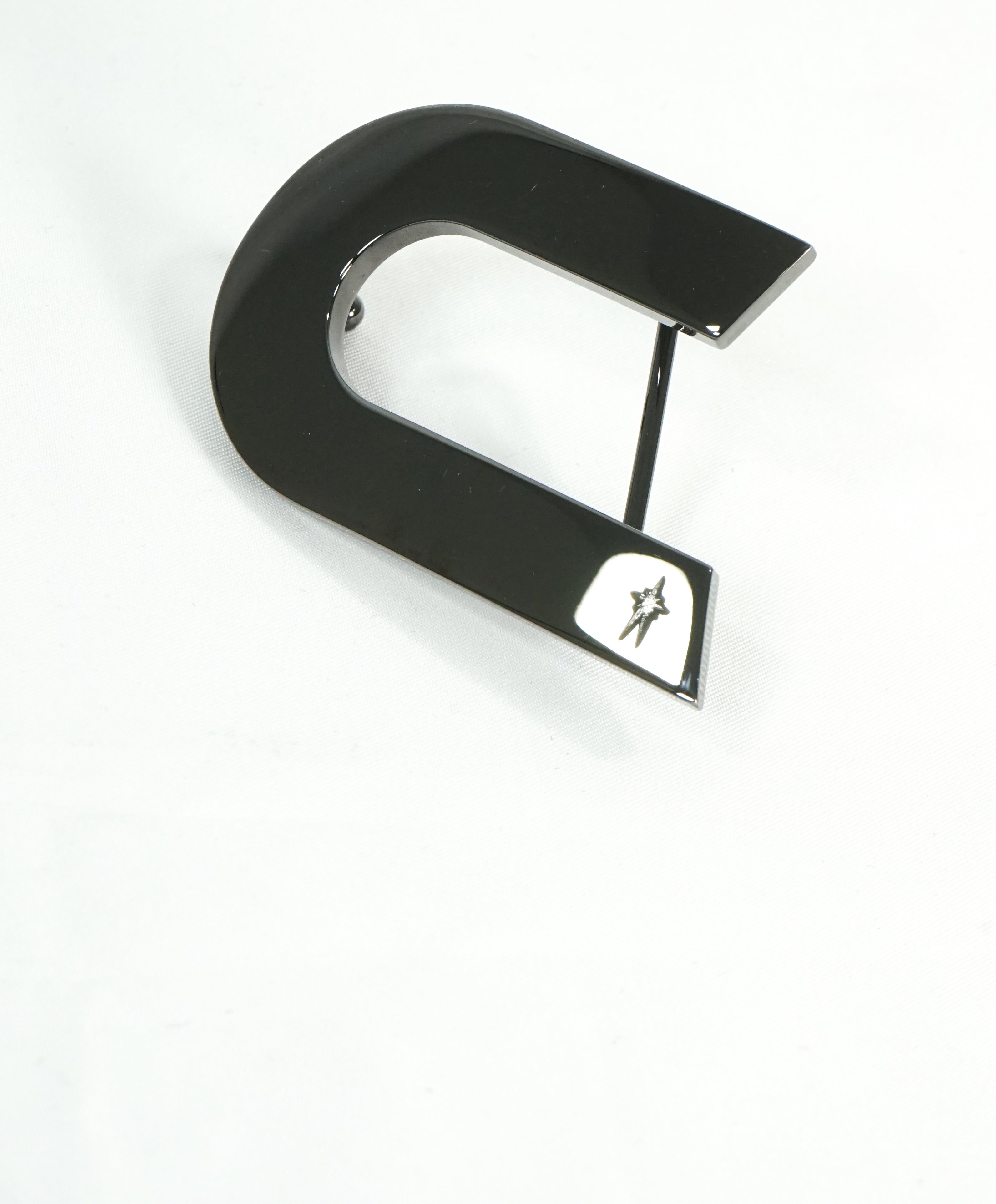 CORTHAY - "ARCA" Gunmetal Gray C Star Logo Belt Buckle -