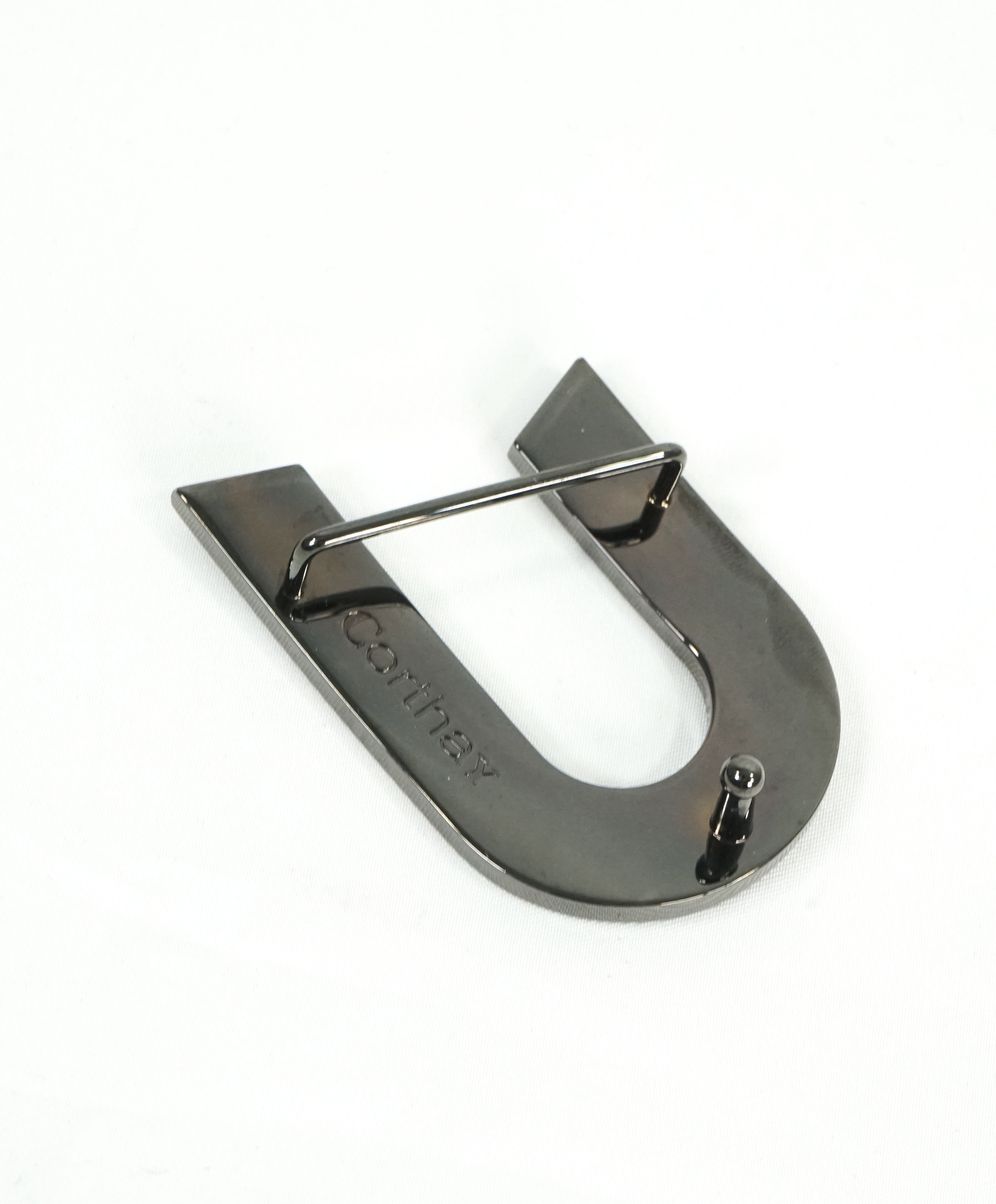 CORTHAY - "ARCA" Gunmetal Gray C Star Logo Belt Buckle -
