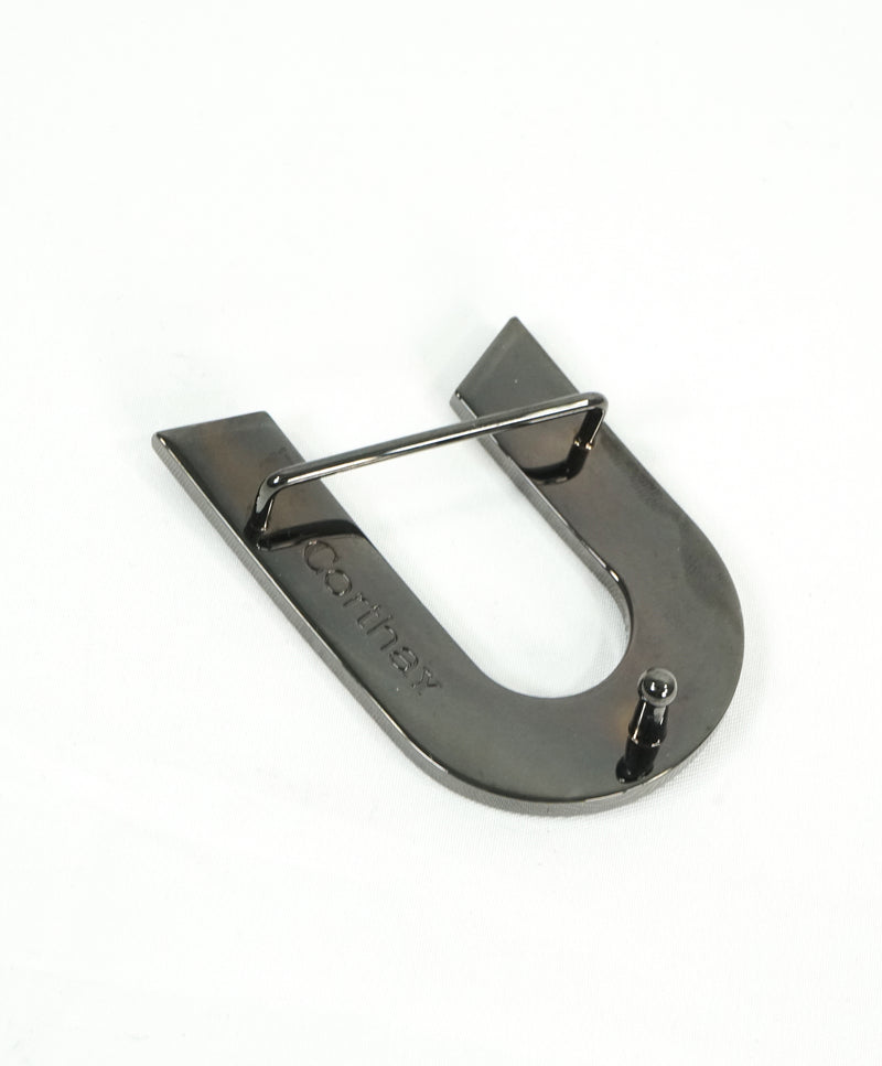 CORTHAY - "ARCA" Gunmetal Gray C Star Logo Belt Buckle -