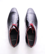CORTHAY - "Arca" Pullman Patent Leather Red Piped Derby Shoes - 10.5