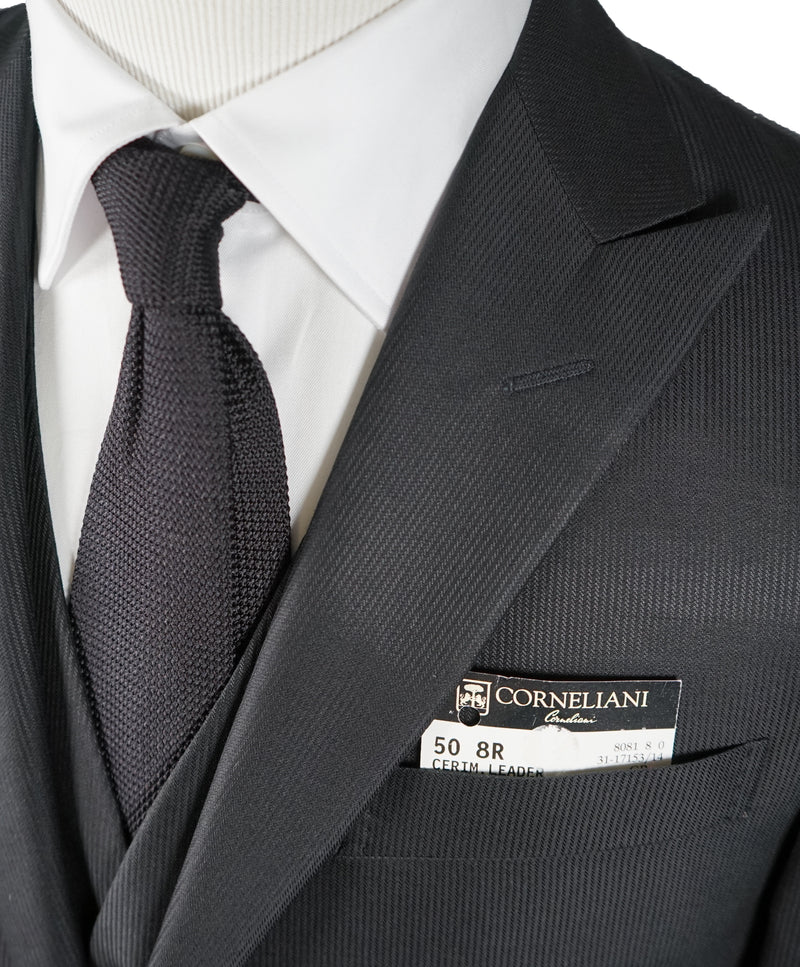 CORNELIANI - 3-Piece Rope Stripe Wool & Silk Suit Logo Detailing - 40R