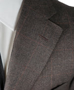 CORNELIANI - Brown & Pumpkin Textured Check Blazer 18,25 Microns Extra Fine Wool- 44R