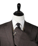 CORNELIANI - Brown & Pumpkin Textured Check Blazer 18,25 Microns Extra Fine Wool- 44R