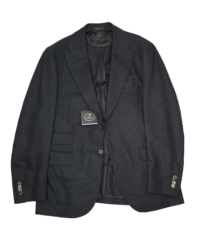 CORNELIANI - Cashmere Blend Gray Chalk Stripe 2-3 Roll Semi-linedSuit - 40R