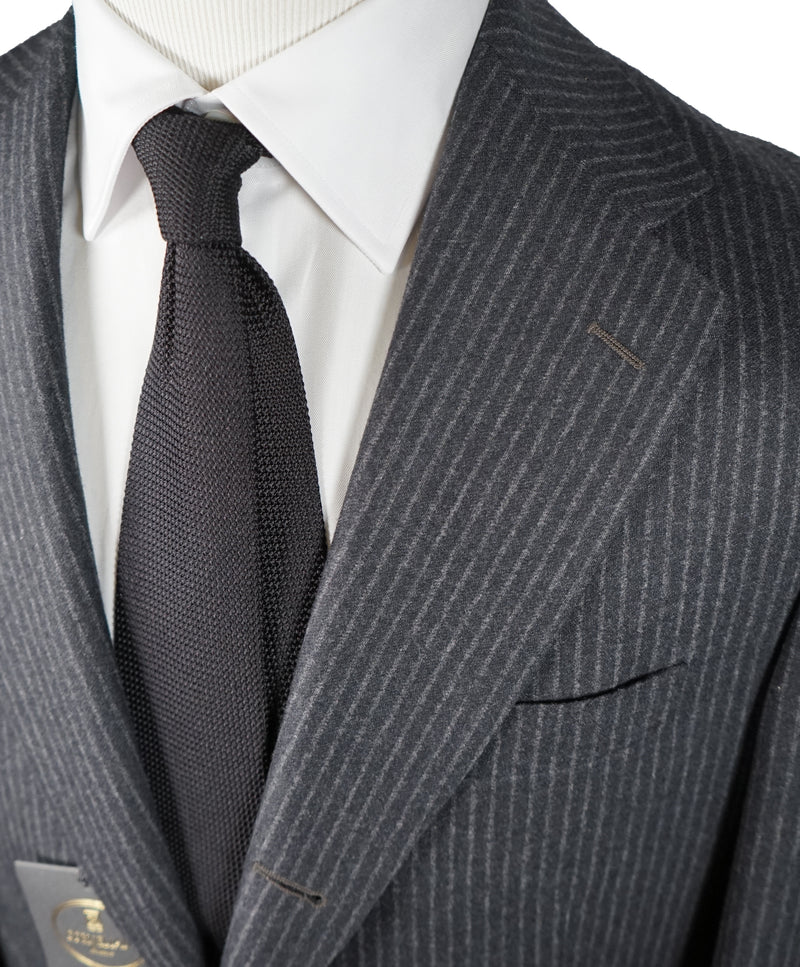 CORNELIANI - Cashmere Blend Gray Chalk Stripe 2-3 Roll Semi-linedSuit - 40R
