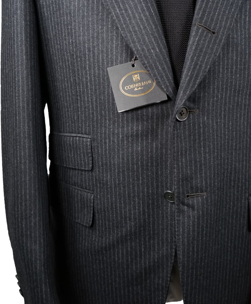 CORNELIANI - Cashmere Blend Gray Chalk Stripe 2-3 Roll Semi-linedSuit - 40R
