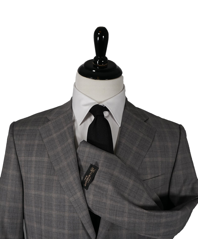 CORNELIANI - Gray & Camel Plaid Suit 17,25 Microns- 42R