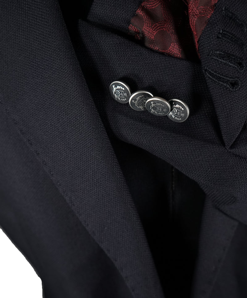 CORNELIANI - ID Wool Blazer Coat Logo Hardware Suede Detail - 46R