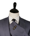 CORNELIANI - Light Blue & Burgundy Stripe Suit 18,25 Microns - 46R