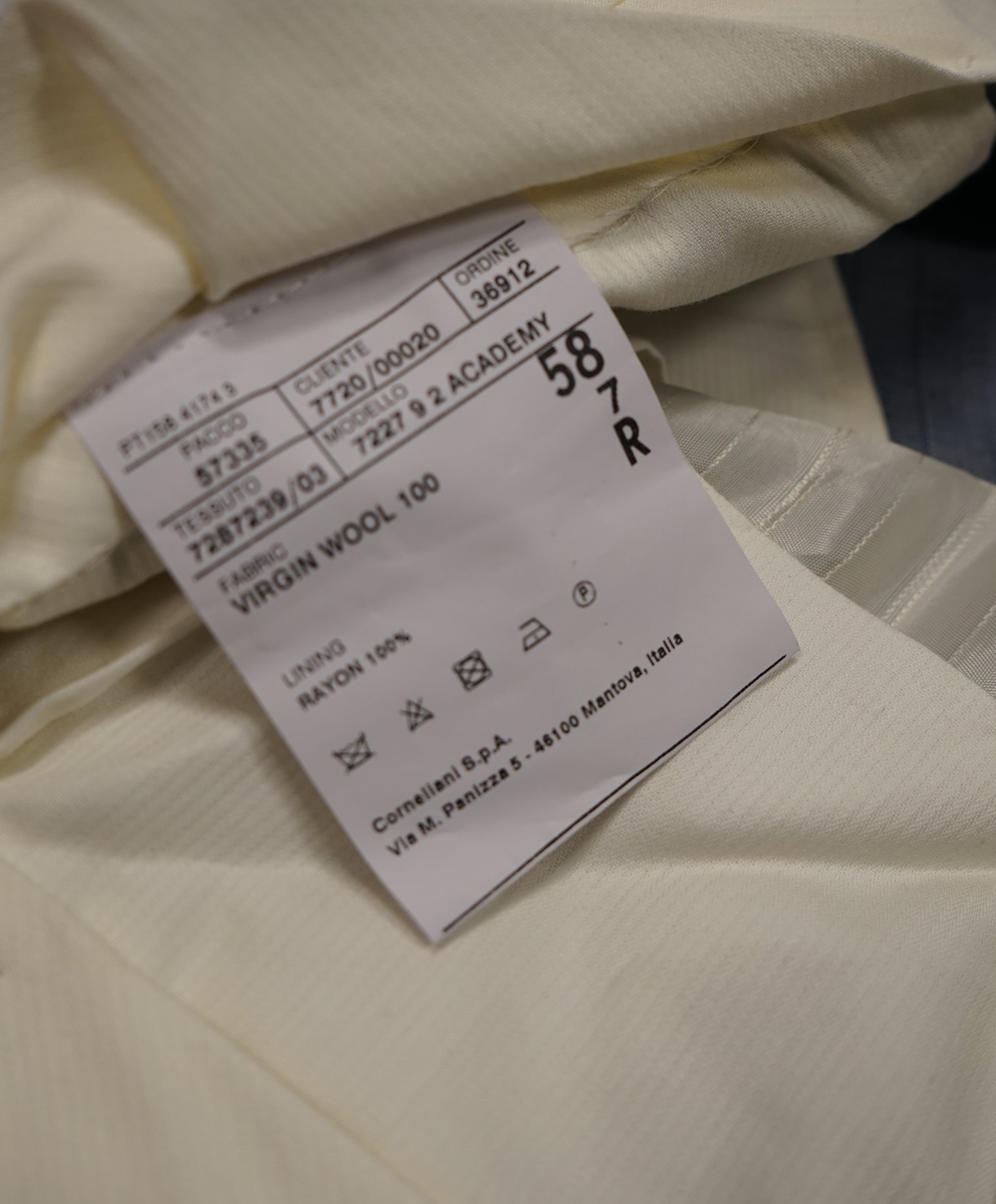 CORNELIANI - Light Blue Herringbone Textured Wool Pants - 40W