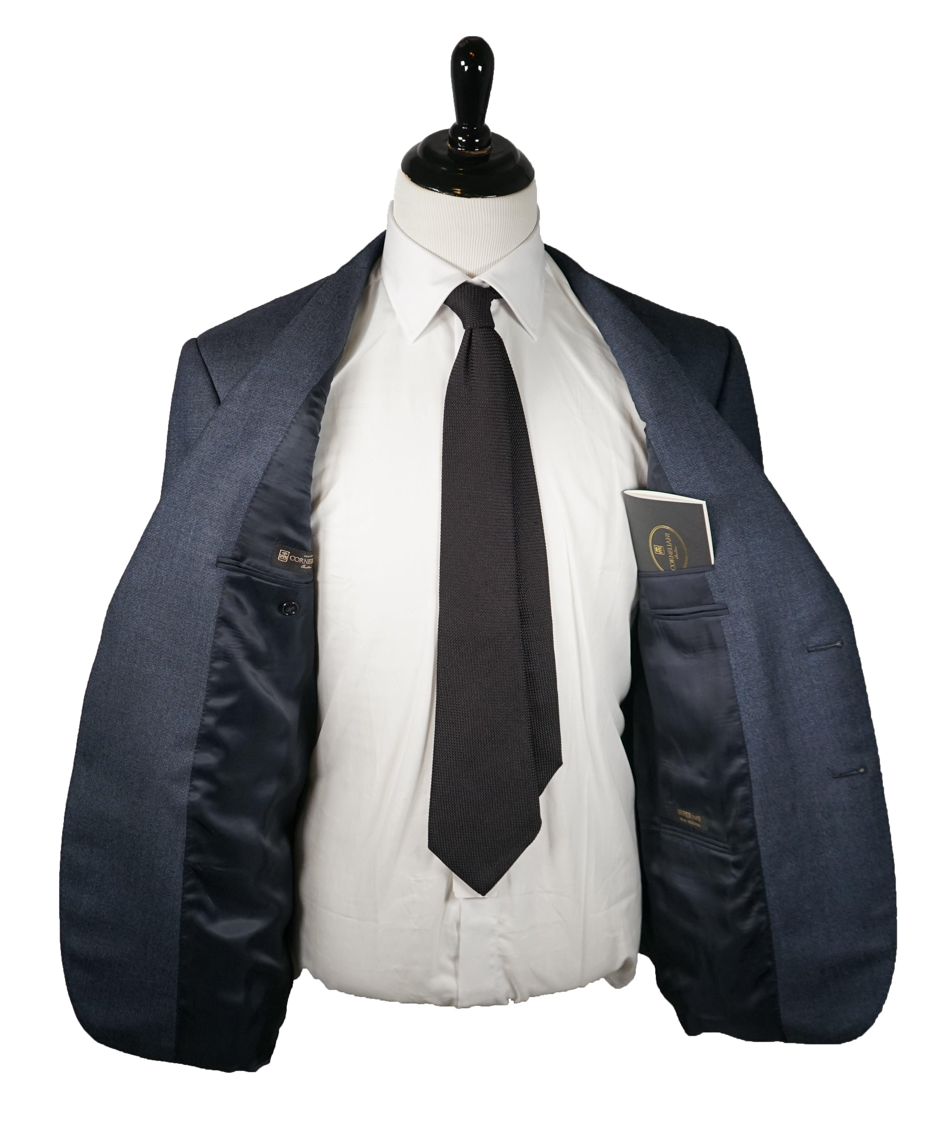 CORNELIANI - Medium Blue Birdseye Textured Suit 18,25 Microns Super 110’s- 44R