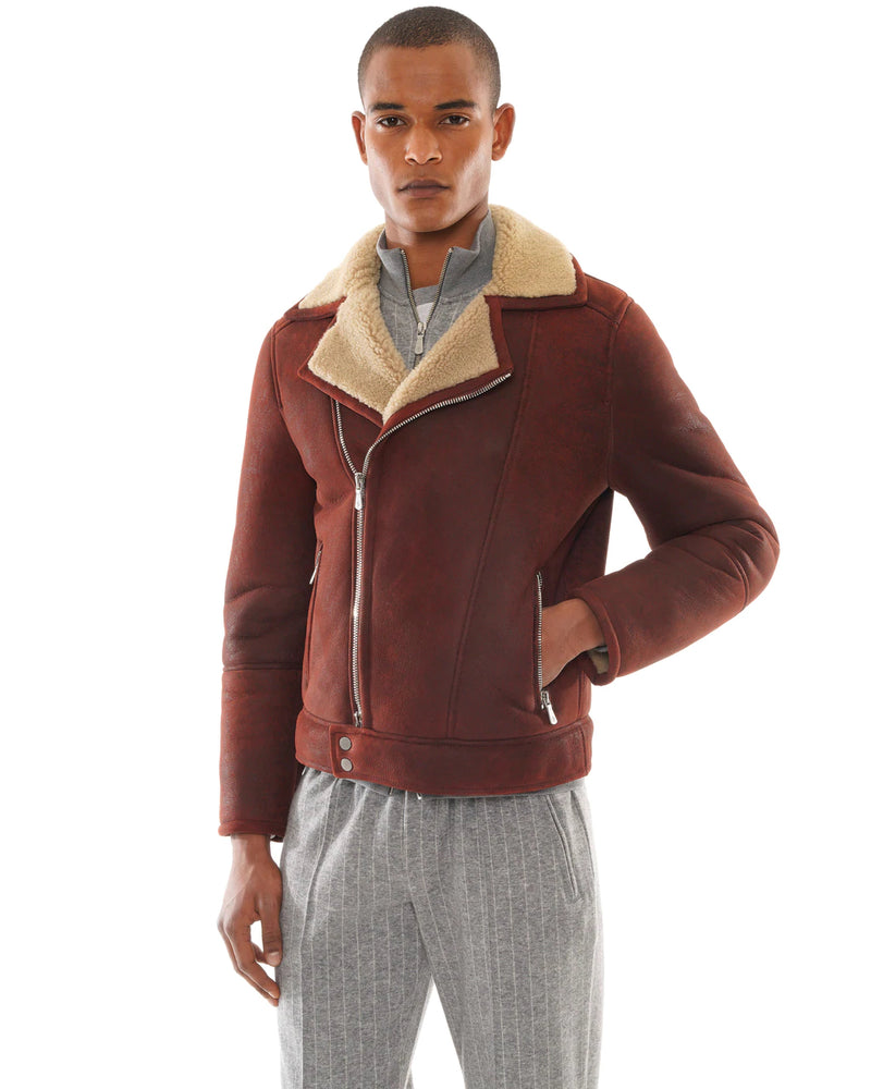 ELEVENTY - SUEDE/ LEATHER/ SHEARLING Aviator/Biker Jacket (Brunello Cucinelli)- 40US M