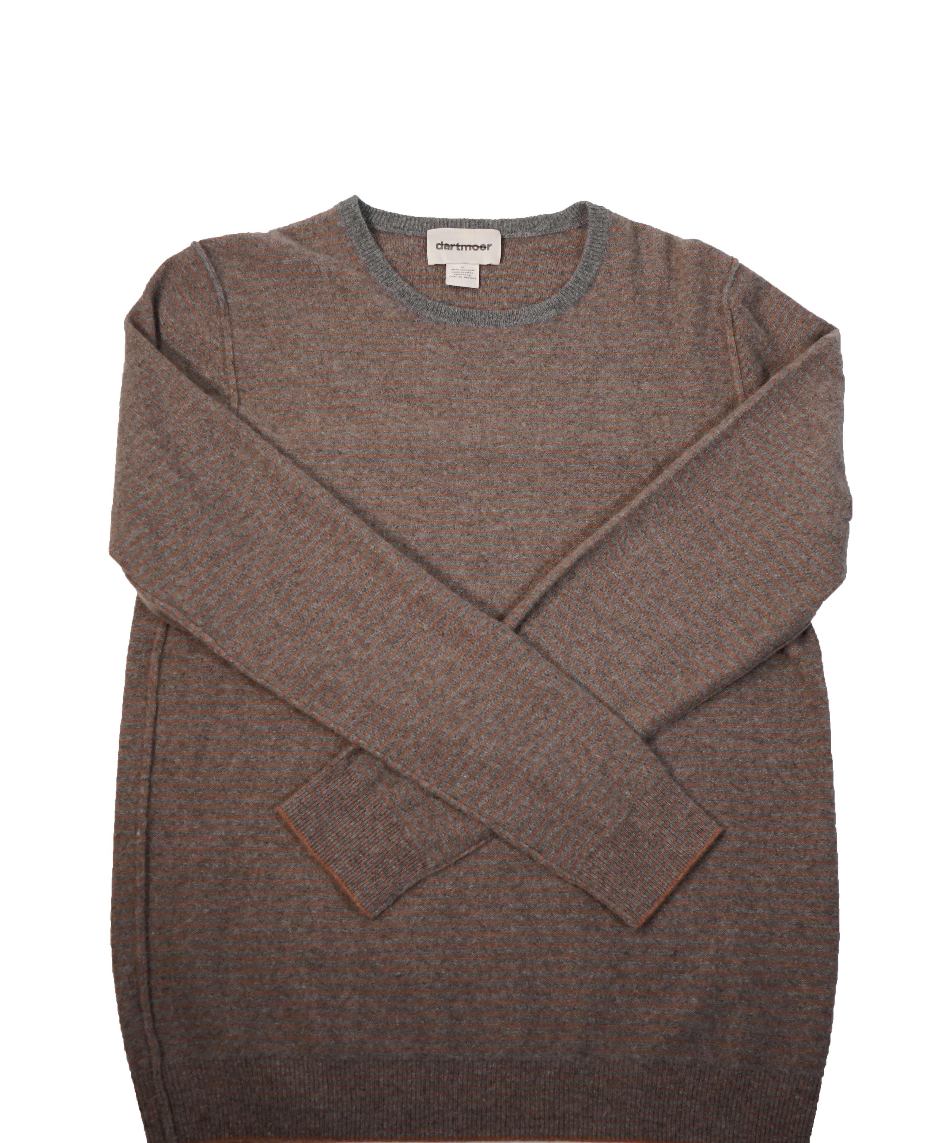 DARTMOOR - Rust & Gray Fine Stripe Cashmere Sweater - M