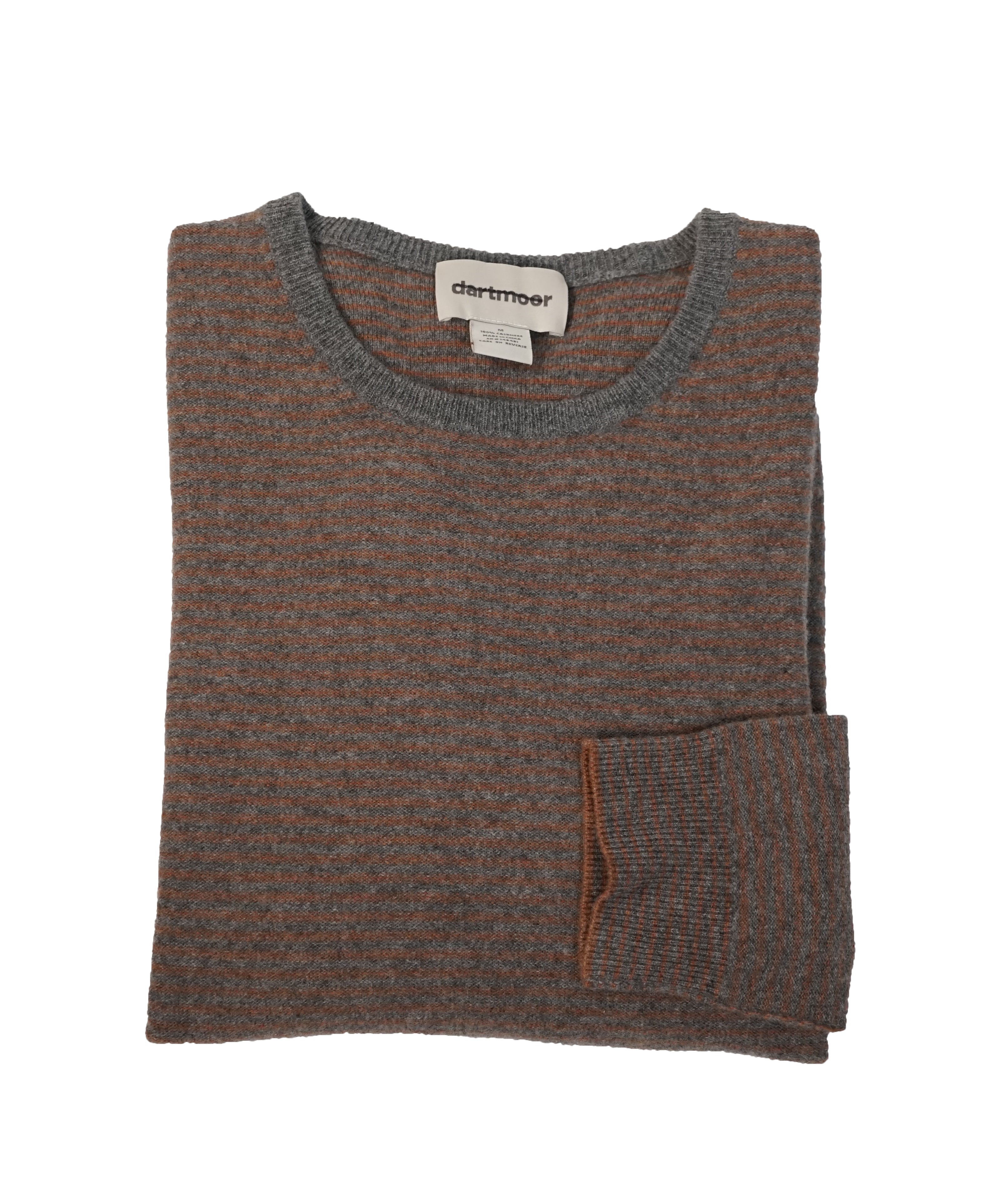 DARTMOOR - Rust & Gray Fine Stripe Cashmere Sweater - M