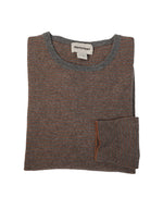 DARTMOOR - Rust & Gray Fine Stripe Cashmere Sweater - M