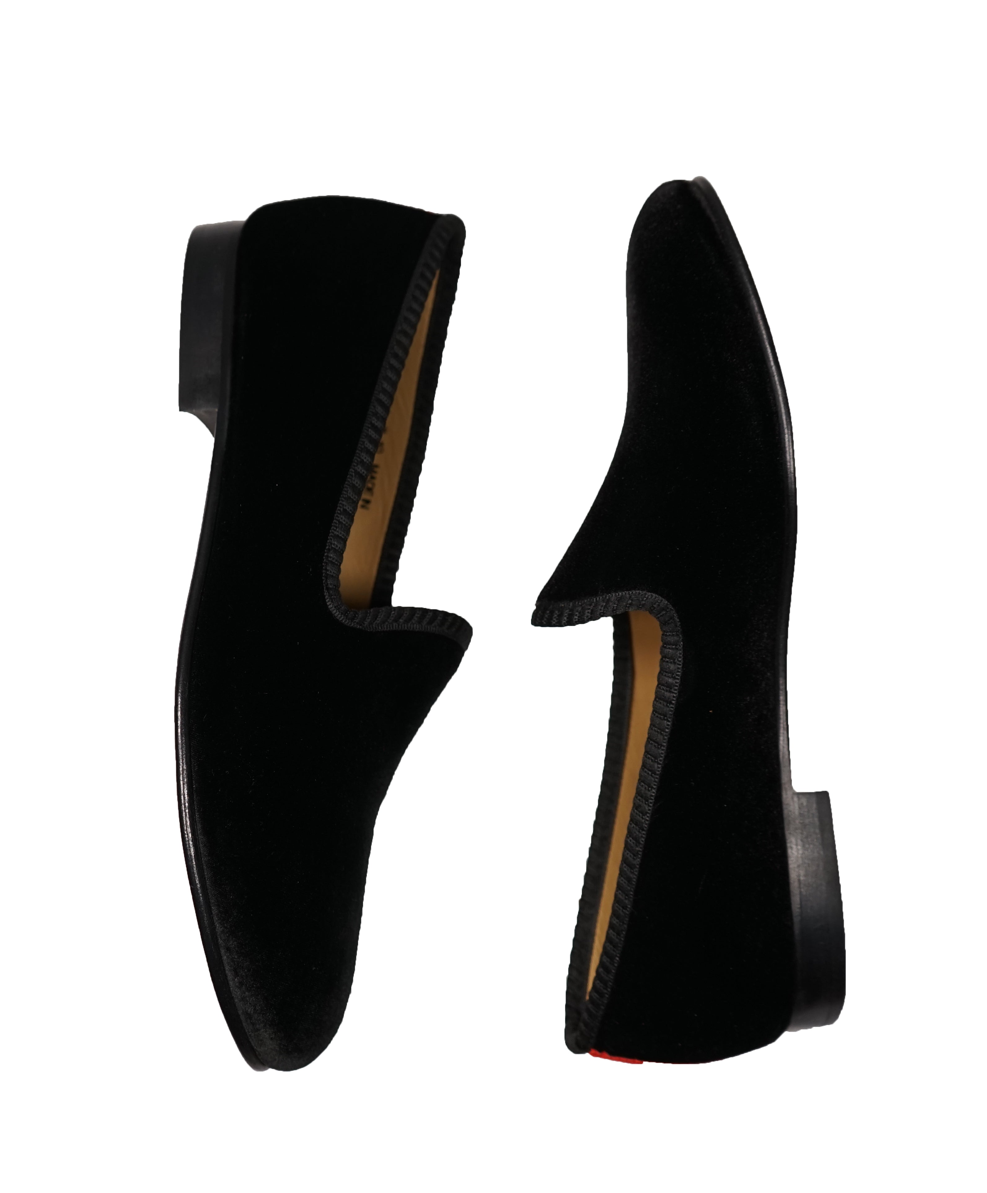 DEL TORO - Black Red Stripe Velvet Smoking Slippers Loafers - L9.5/R10