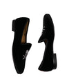 DEL TORO - Black Skull n’ Cross Bones Velvet Smoking Slippers Loafers - 10.5