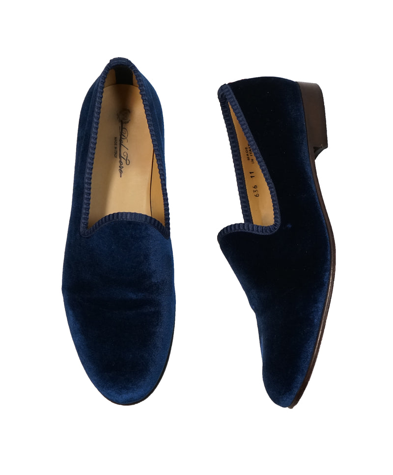 DEL TORO - Blue Velvet Smoking Slippers Loafers - 11