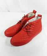 DEL TORO - Made in Italy Red Quilted Leather High Top Chukka Sneakers - 7