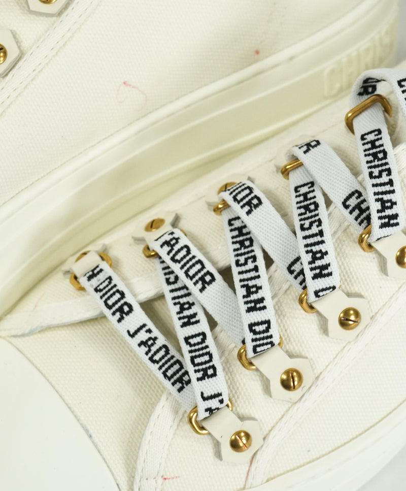 CHRISTIAN DIOR - "JA'DIOR" White Logo Monogram Lace Sneakers - 9.5