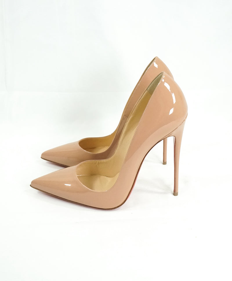 CHRISTIAN LOUBOUTIN - "So Kate 120" Nude Patent Leather Pumps - R-39.5 L-40