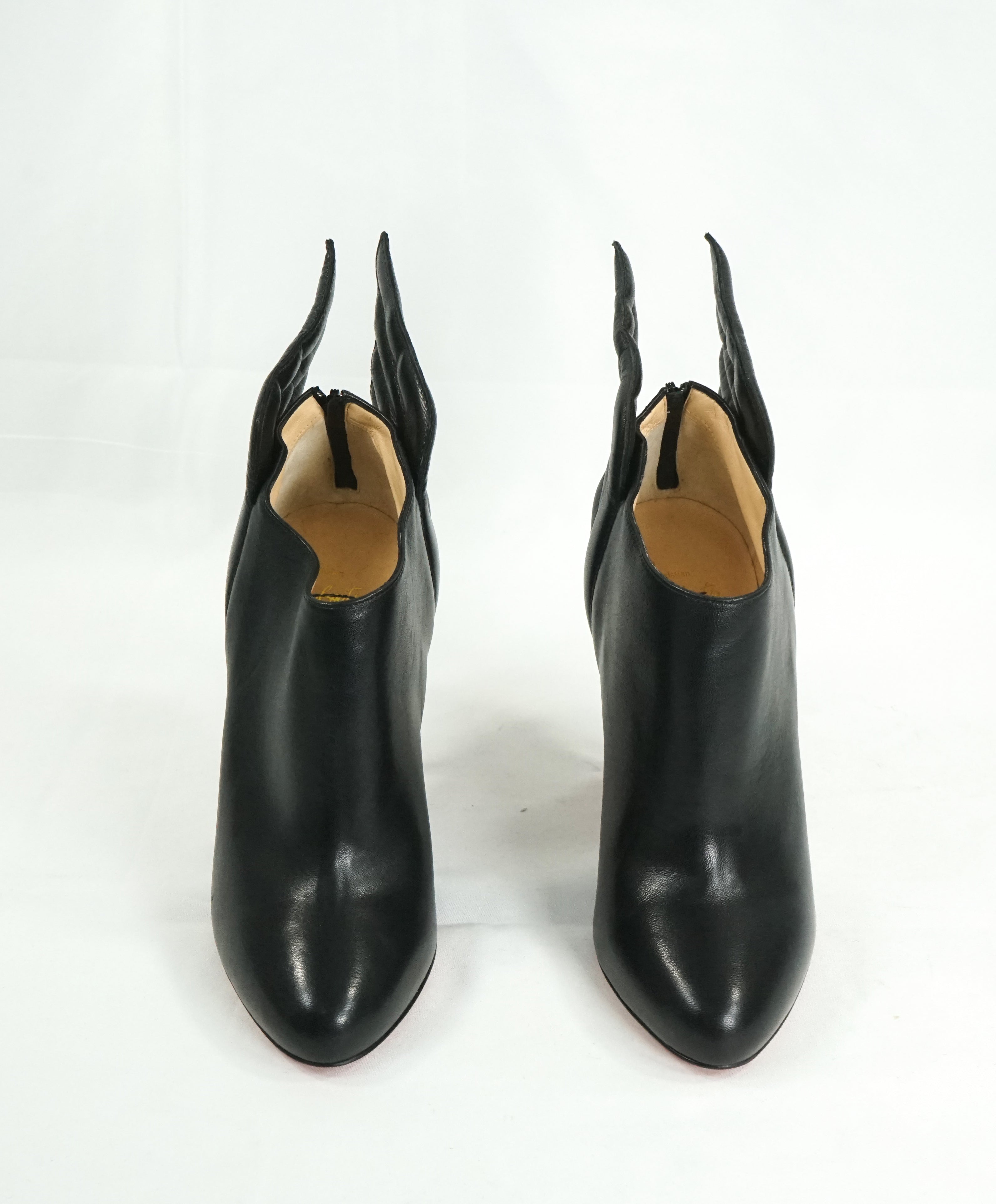 CHRISTIAN LOUBOUTIN - "MERCURA 100mm" Black Leather Wing Bootie pump - 36