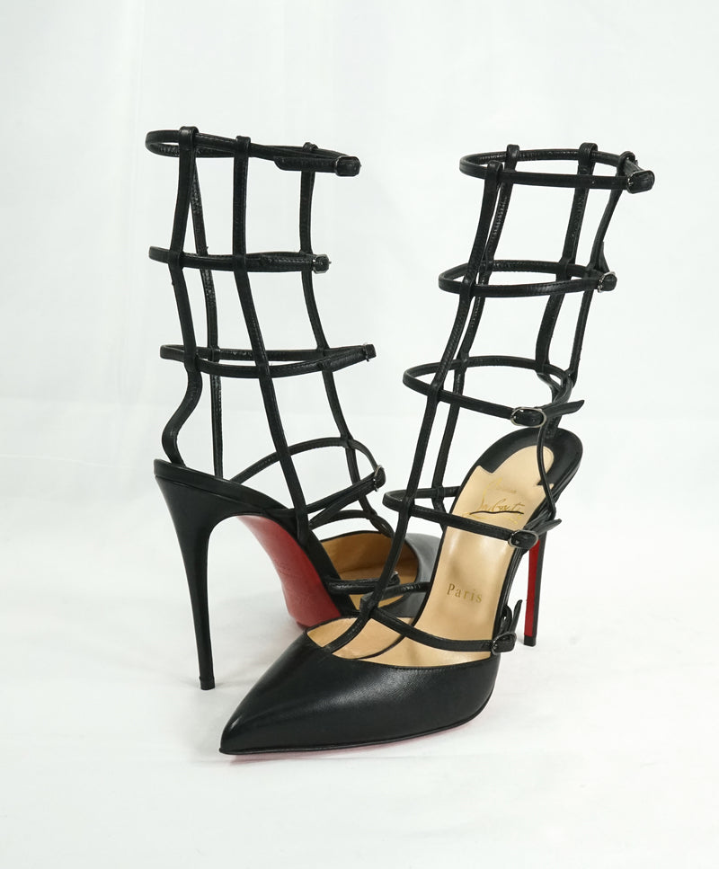 CHRISTIAN LOUBOUTIN - "Kadreyana 100mm" Caged Red Sole Pump Black - 8.5