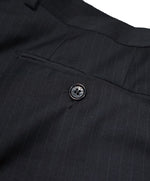 DOLCE & GABBANA - Navy Shadow Stripe Flat Front Light Dress Pants - 37W
