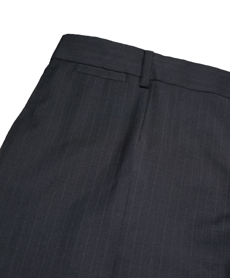 DOLCE & GABBANA - Navy Shadow Stripe Flat Front Light Dress Pants - 37W