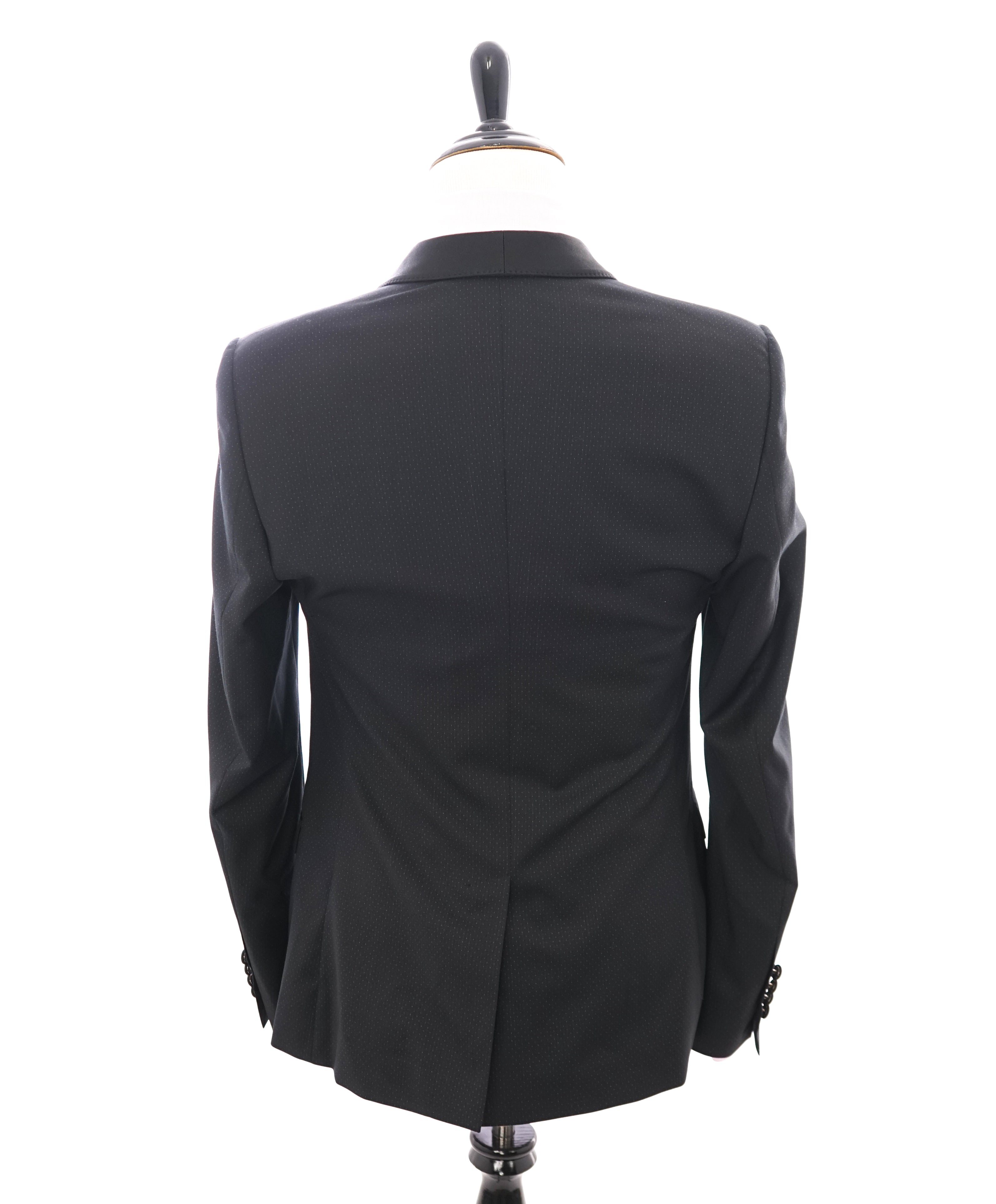 DOLCE & GABBANA - “GOLD” Polka Dot Shawl Collar Slim Black Tuxedo Suit - 42R