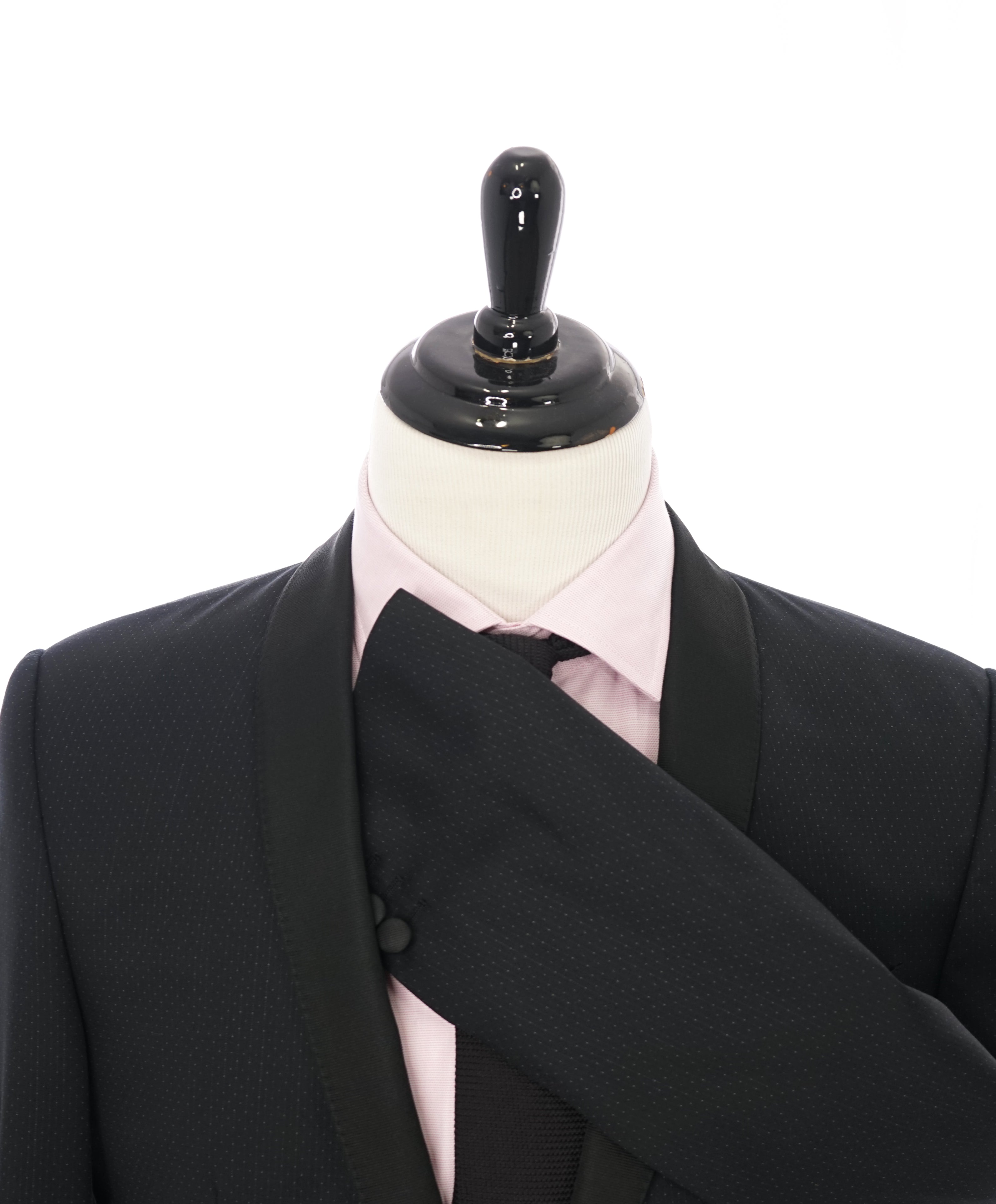 DOLCE & GABBANA - “GOLD” Polka Dot Shawl Collar Slim Black Tuxedo Suit - 42R
