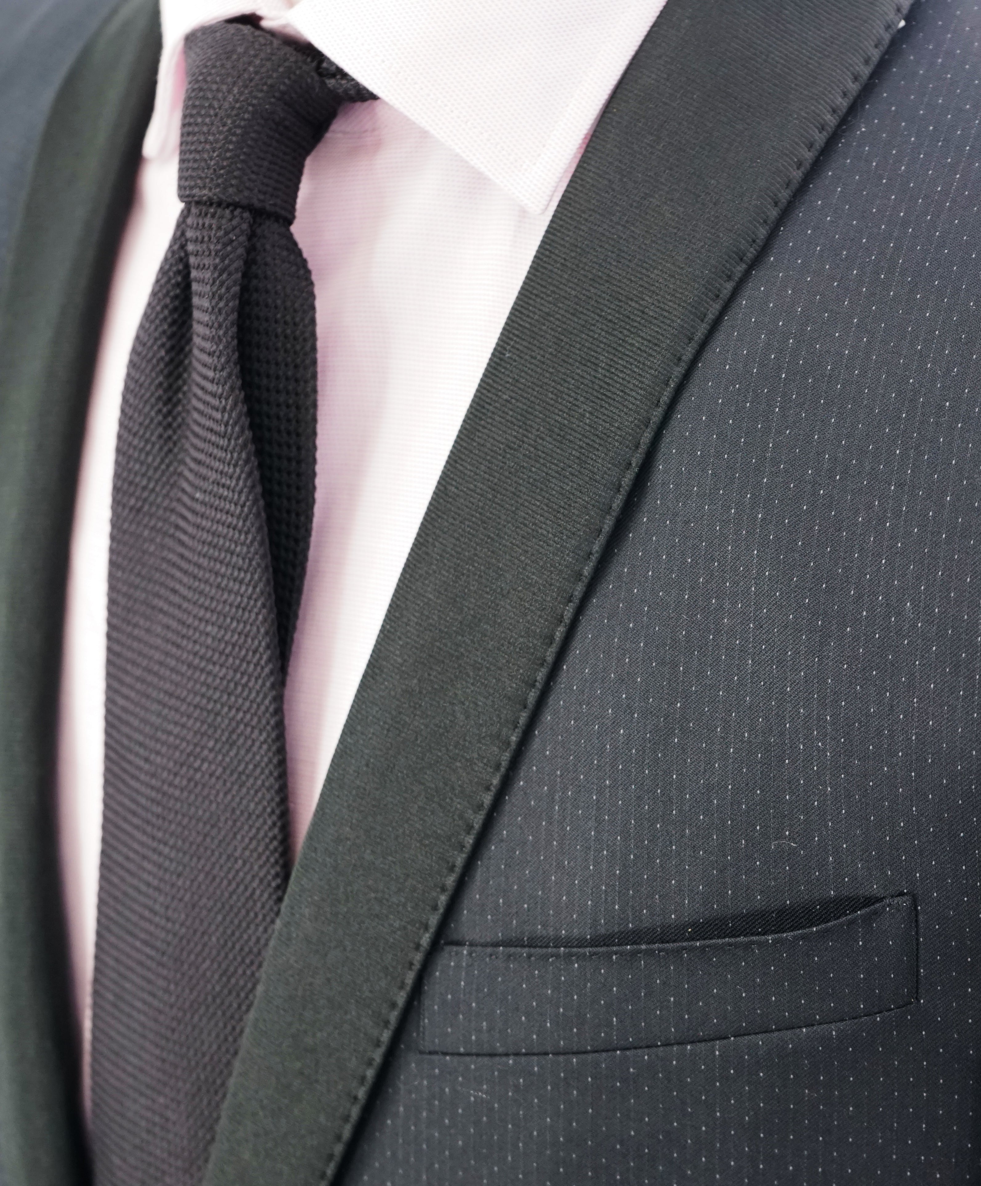 DOLCE & GABBANA - “GOLD” Polka Dot Shawl Collar Slim Black Tuxedo Suit - 42R