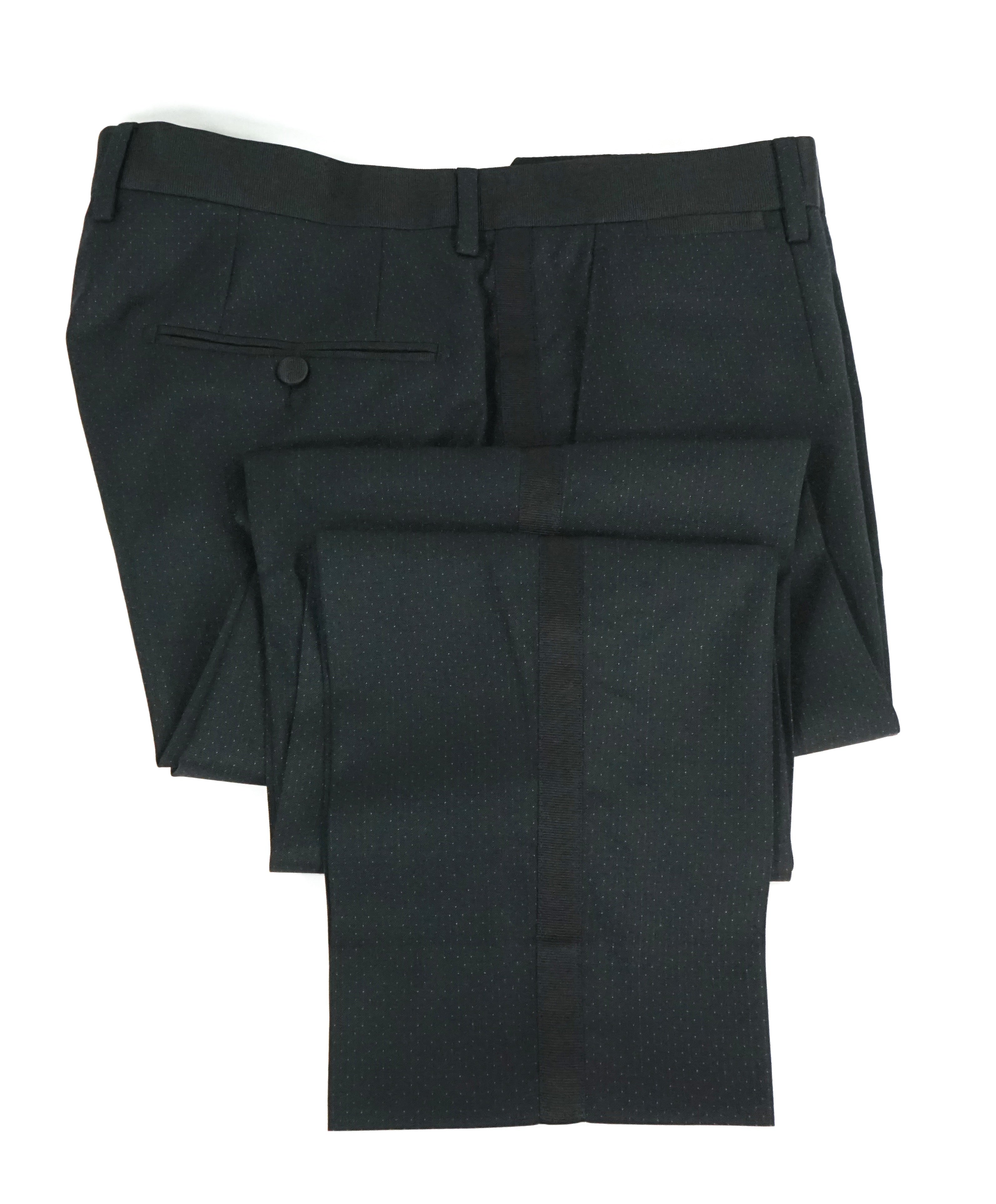 DOLCE & GABBANA - “GOLD” Polka Dot Shawl Collar Slim Black Tuxedo Suit - 42R