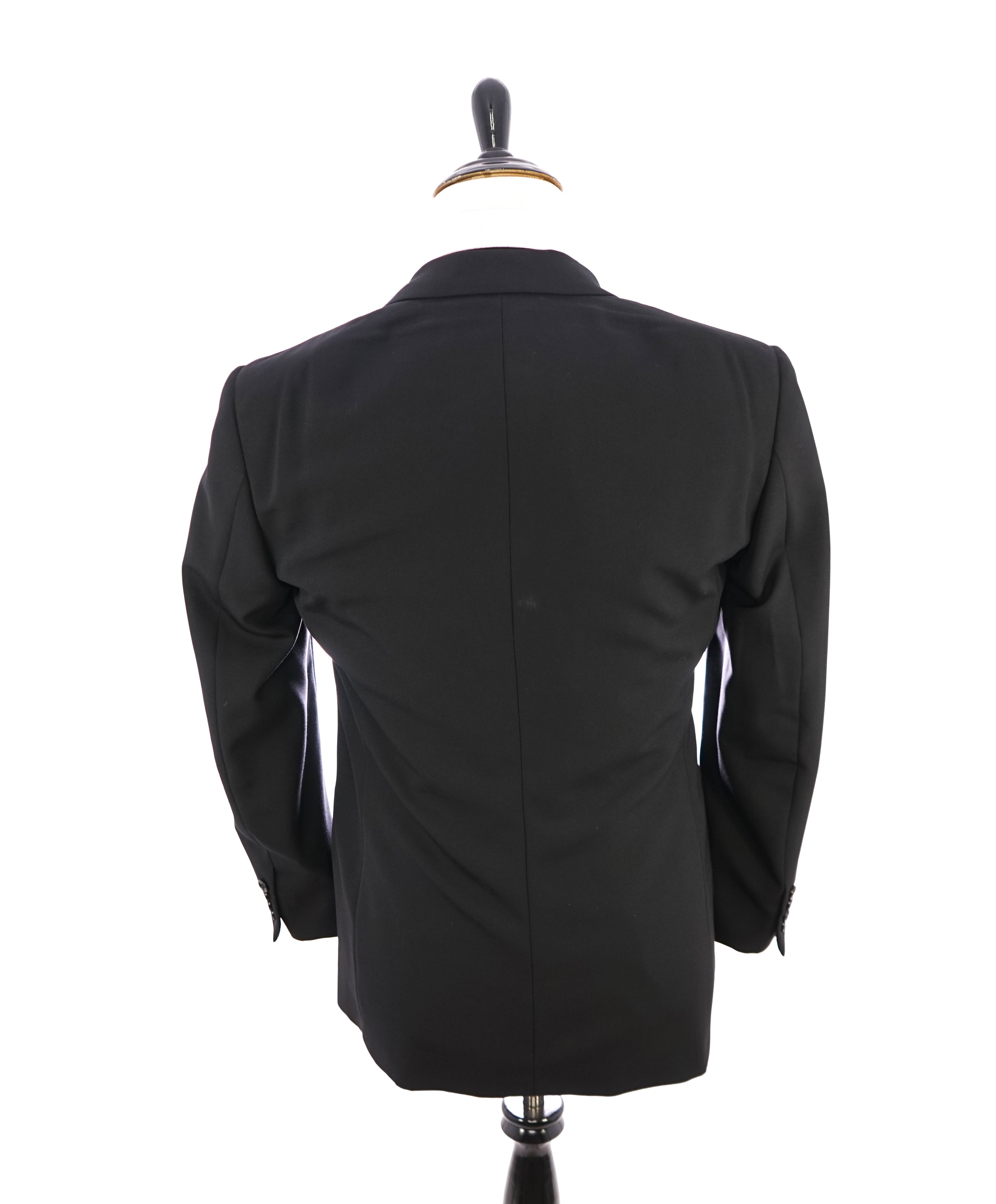 RALPH LAUREN BLACK LABEL - Notch Lapel Black Tuxedo Suit With Side Tabs - 40R