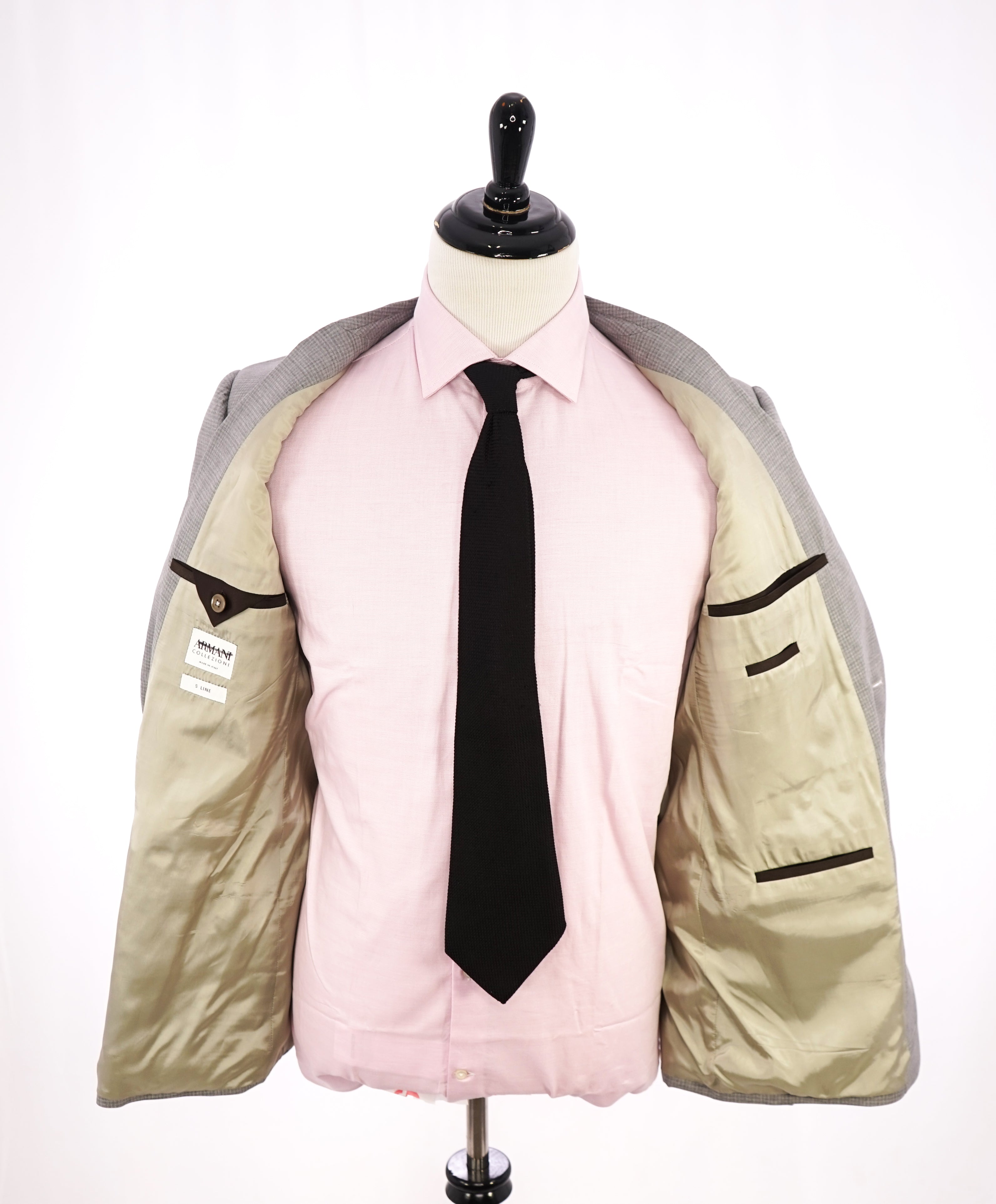 ARMANI COLLEZIONI - “S Line” Slim Check Plaid Neutral Beige Blazer - 42R
