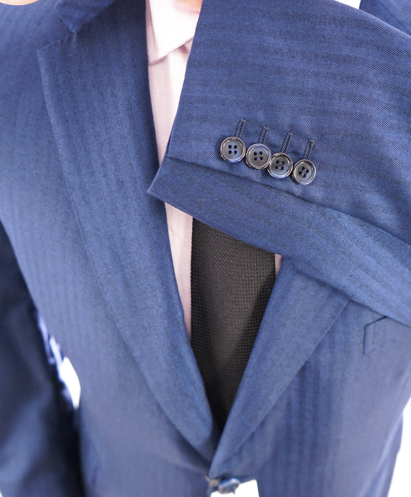 BRIONI - RARE Royal Blue Herringbone Wool/Silk Blazer Made In Italy - 46S