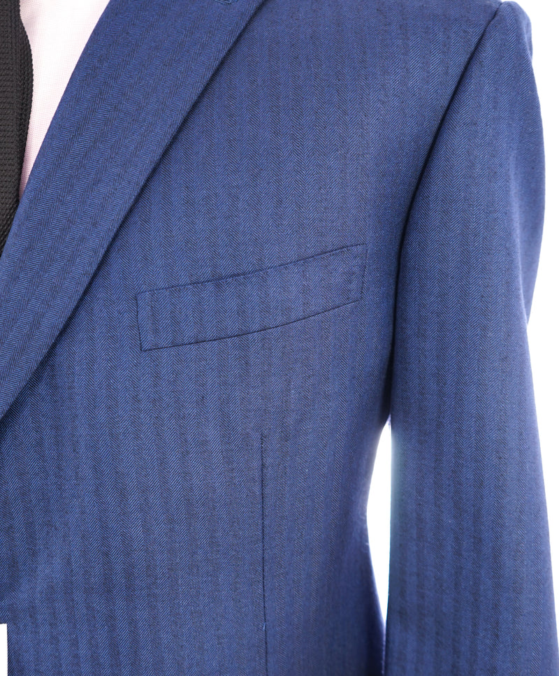 BRIONI - RARE Royal Blue Herringbone Wool/Silk Blazer Made In Italy - 46S