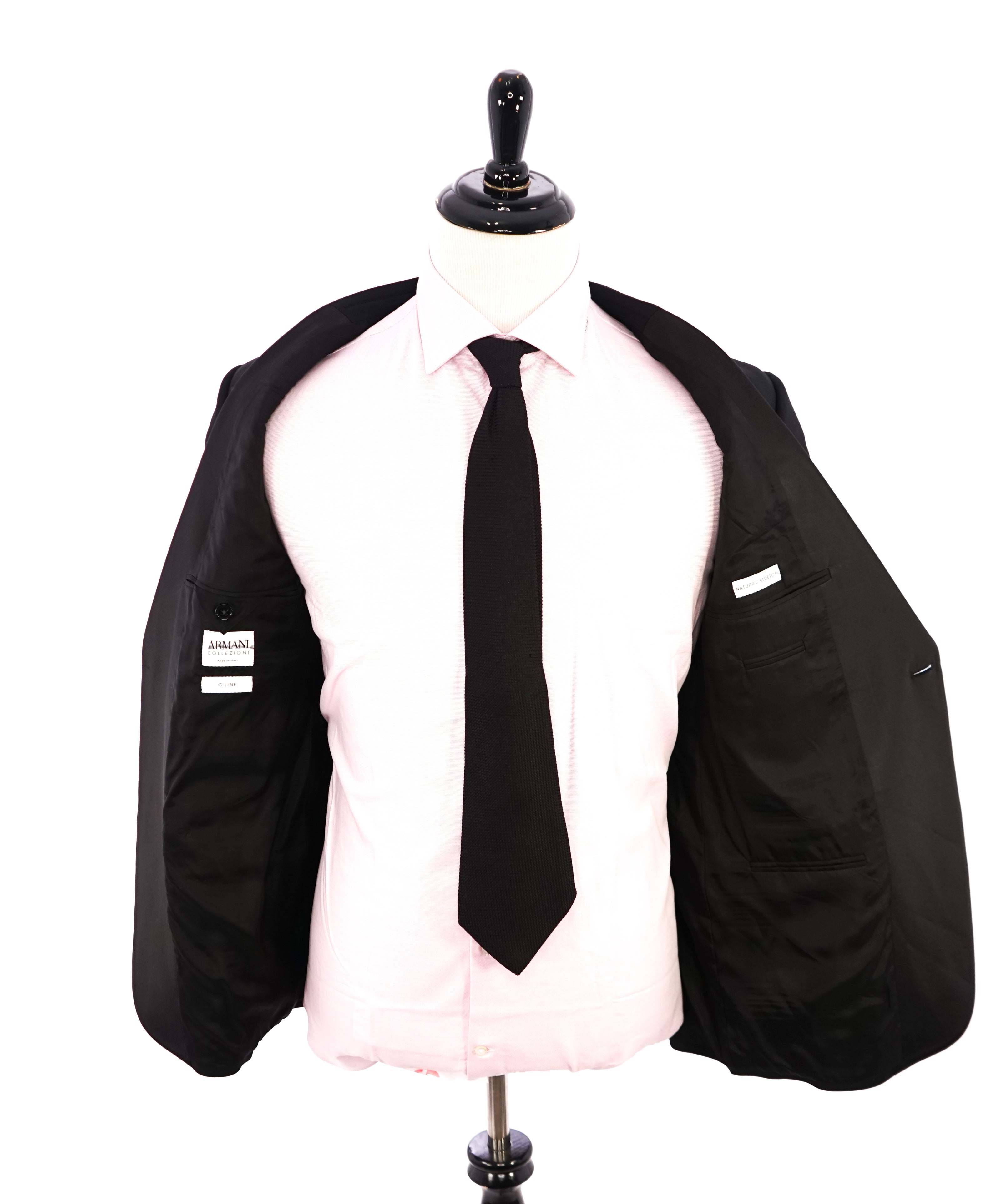 ARMANI COLLEZIONI -  "G Line" 1-Button Notch Lapel Black Tuxedo Suit - 42R