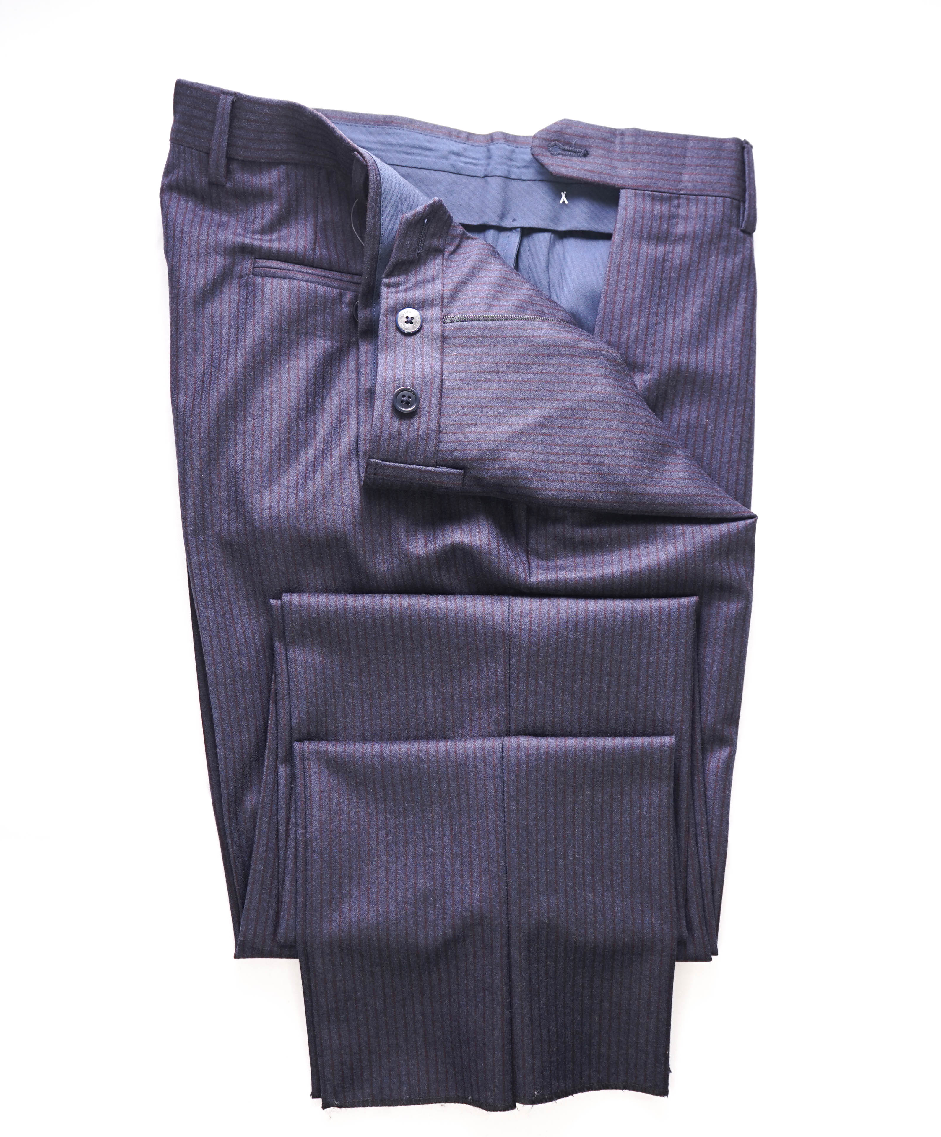 ERMENEGILDO ZEGNA - "MILA" Burgundy/Blue FLANNEL Dress Pants - 32W (48EU)