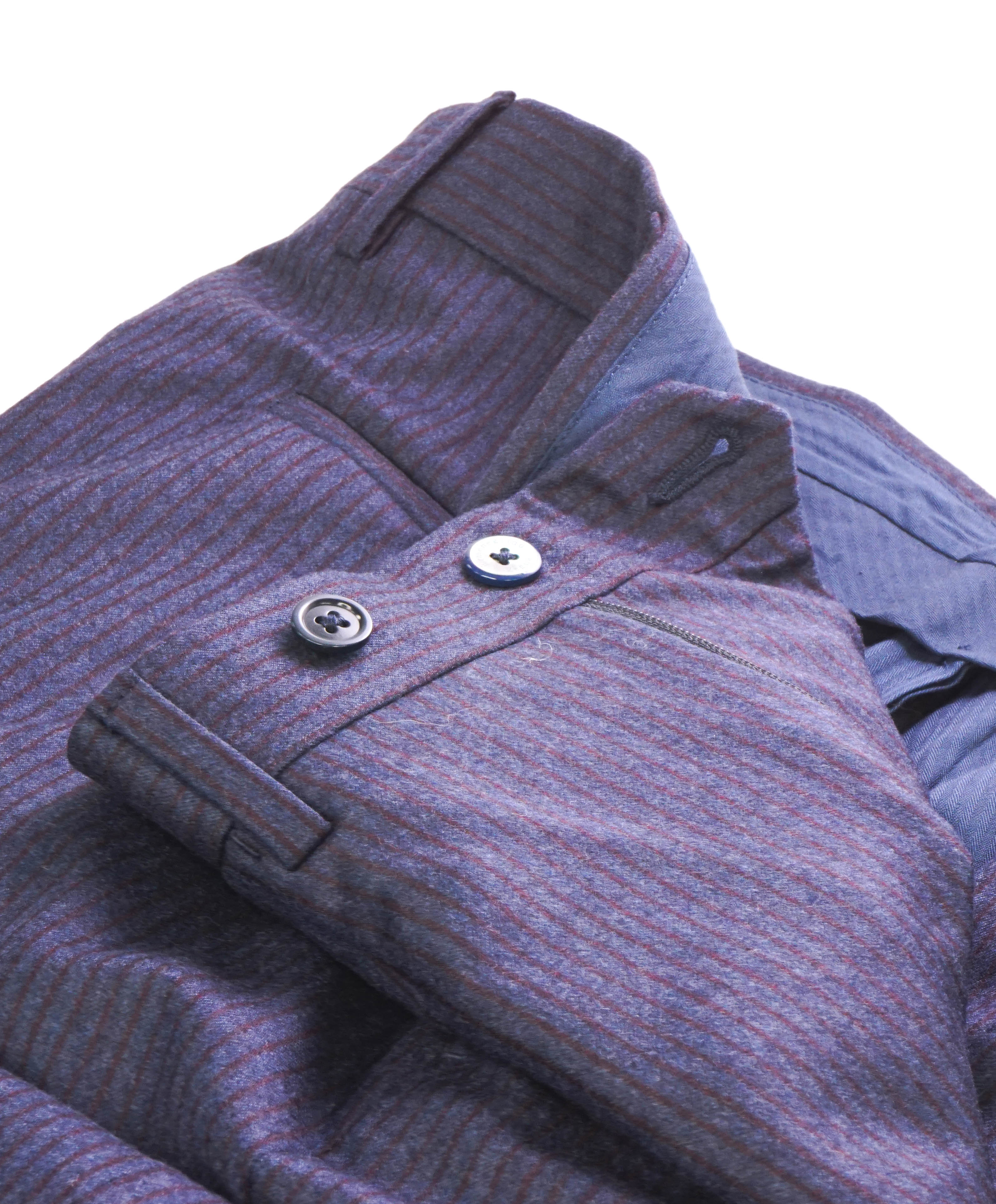 ERMENEGILDO ZEGNA - "MILA" Burgundy/Blue FLANNEL Dress Pants - 32W (48EU)