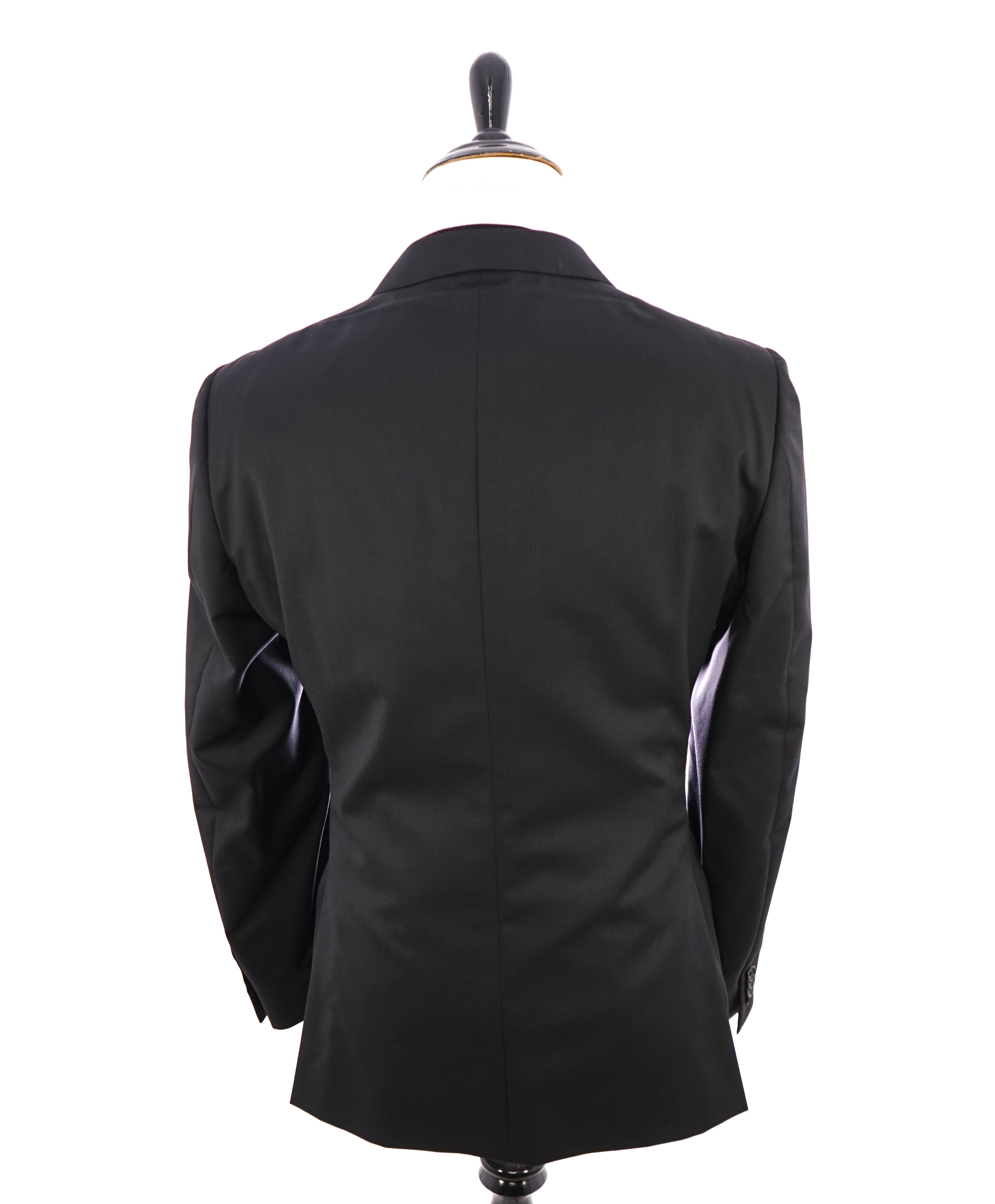 Z ZEGNA - Solid Black Fabric *CLOSET STAPLE* Drop 8 Wool Suit - 46R