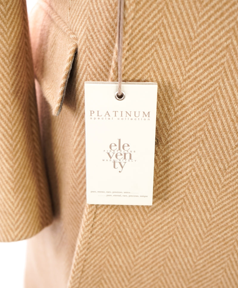 ELEVENTY - "PALTINUM" CASHMERE Herringbone Double Breasted Overcoat - 40