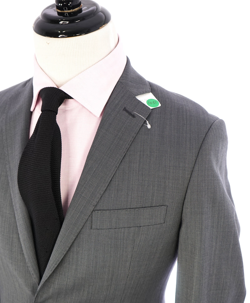 SAKS FIFTH AVENUE - "Trim Fit" Gray Birdseye Textured Suit - 36S
