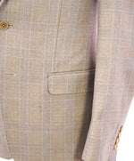 ARMANI COLLEZIONI - “G Line” Beige & Blue Plaid Check Textured Blazer - 38R