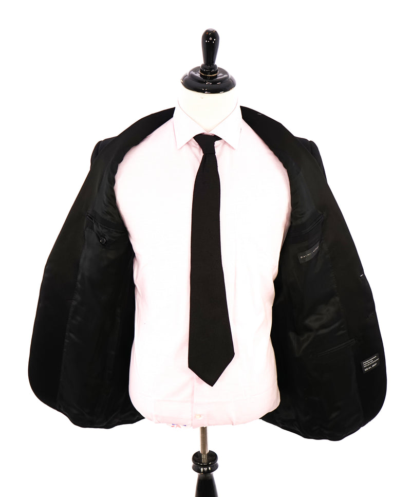 RALPH LAUREN BLACK LABEL - Notch Lapel Black Tuxedo Suit With Side Tabs - 40L