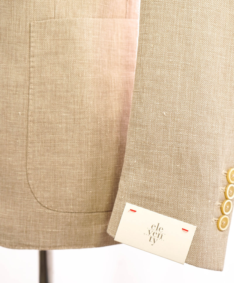ELEVENTY - Oxford Weave Neutral COTTON/LINEN Ivory Button Blazer - 40 (50 EU)