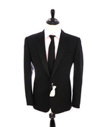 RALPH LAUREN PURPLE LABEL - Peak Lapel Black Tuxedo Suit With Side Tabs - 42R