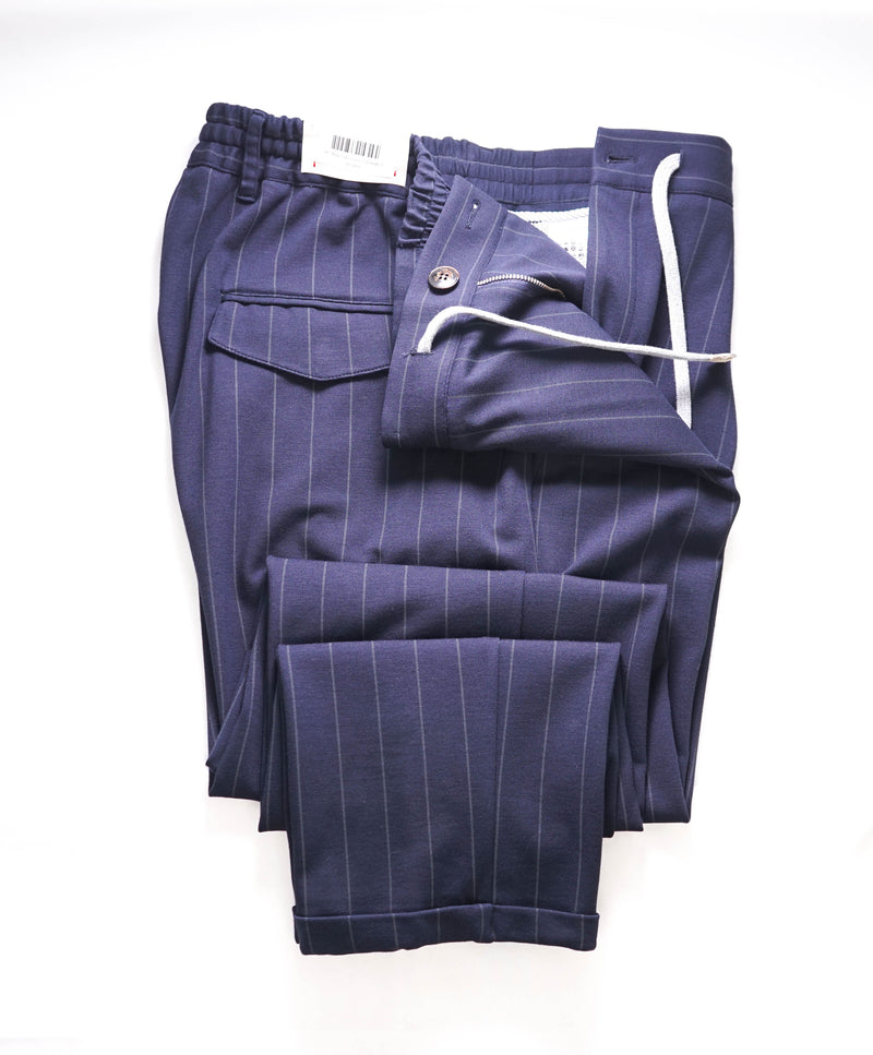 ELEVENTY - JOGGER *Draw String* Blue Chalk Stripe Dress/Casual Pants- 38W