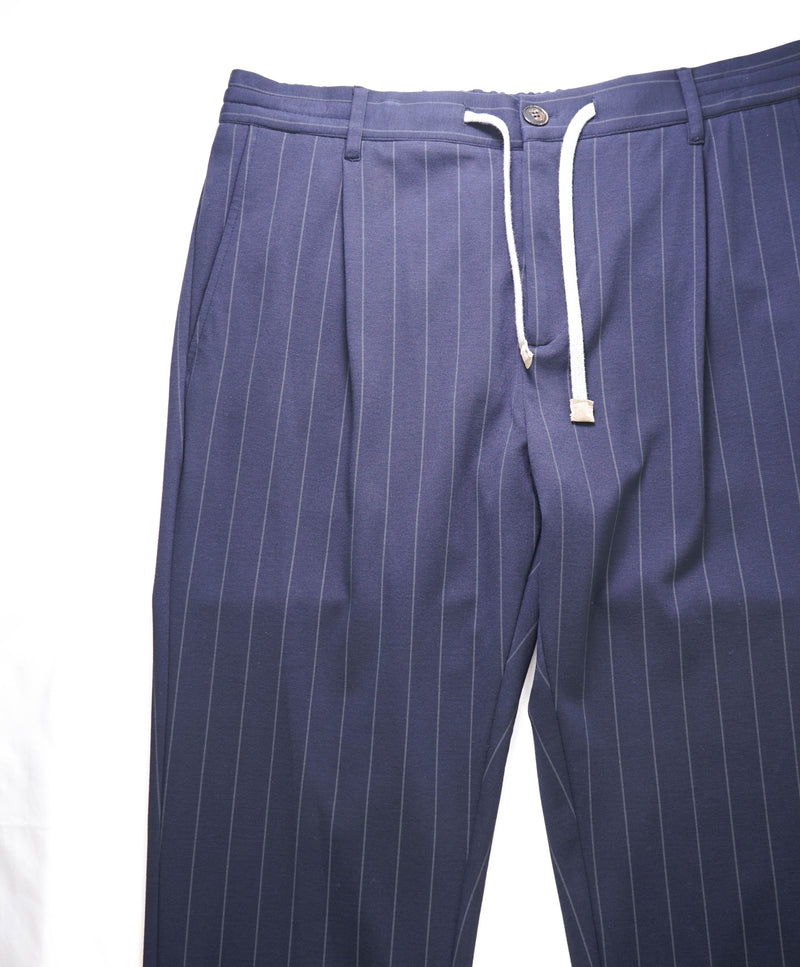 $545 ELEVENTY - JOGGER *Draw String* Blue Chalk Stripe Dress/Casual Pants- 38W