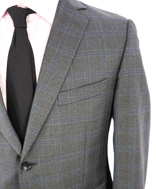 Z ZEGNA - Gray & Blue Check Plaid Fabric Wool Suit - 40S
